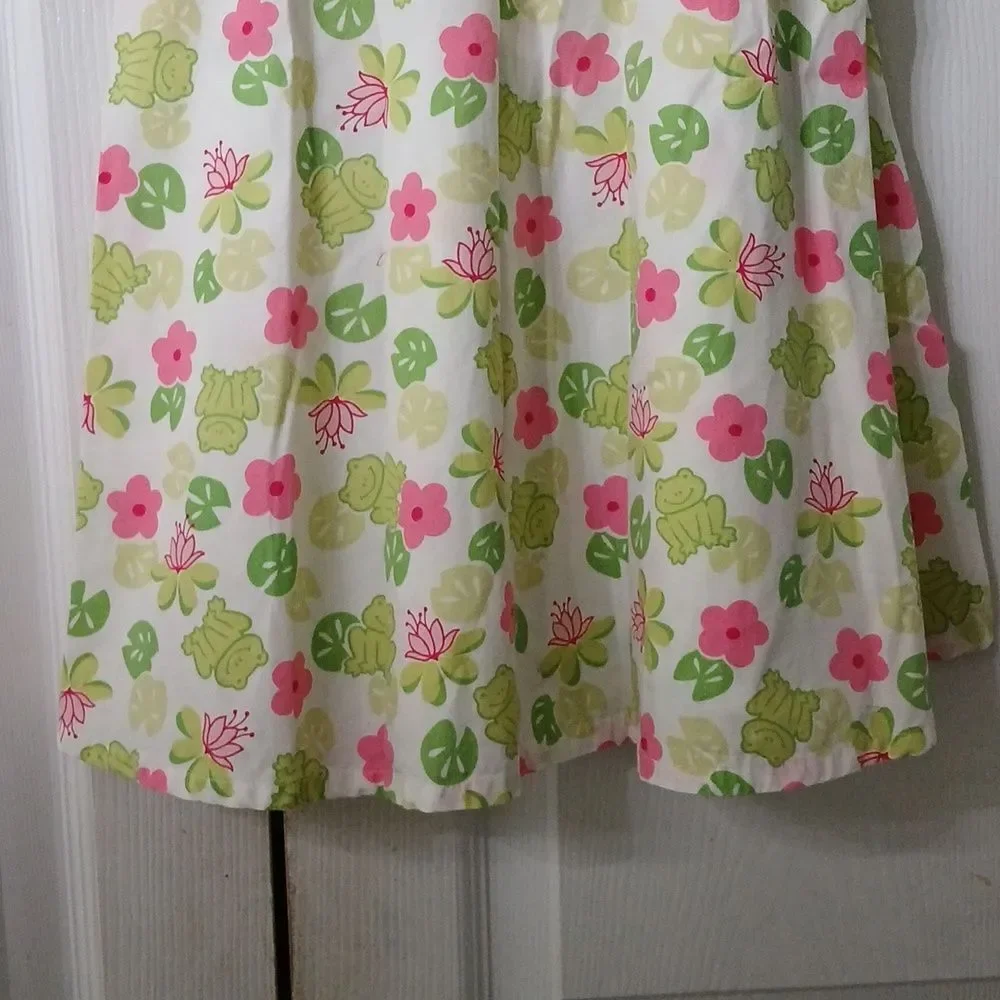 Gymboree Vintage Leapin Lilly Pads Frog Dress Sz L 5yrs Excellent cond.
